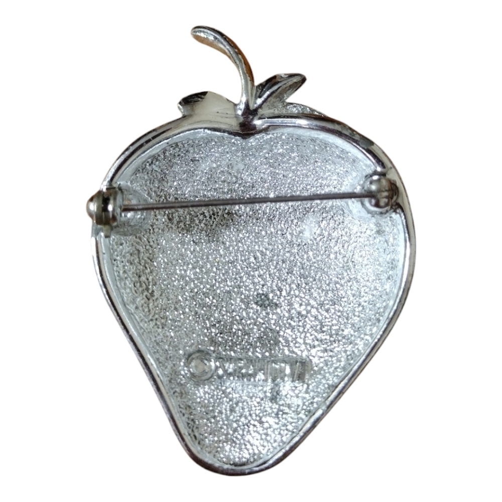 Vintage 1970's Sarah Coventry Silver Strawberry Ice Brooch Pin - Picture 3 of 7